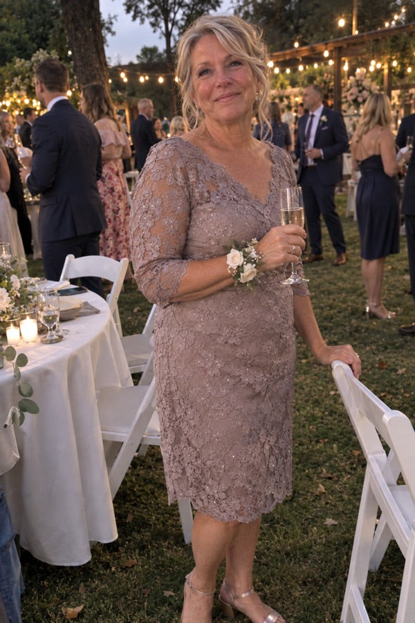 Customer photo of Patricia Williams in a lace dress at her son's wedding
