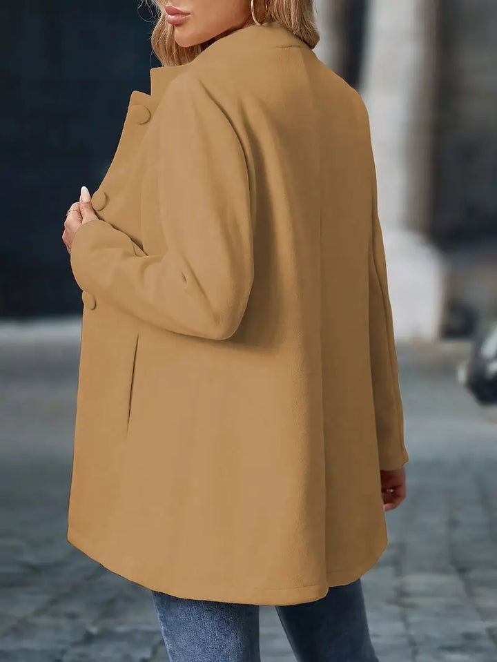 MARA – ELEGANT BUTTON-FRONT STAND COLLAR COAT