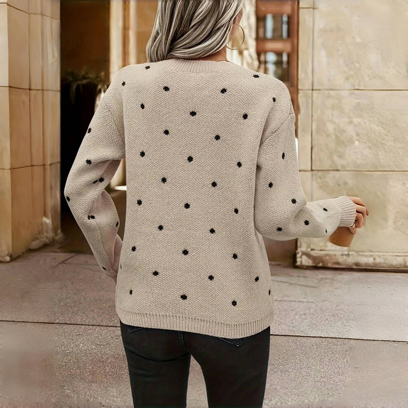 HAZEL – COZY POLKA KNIT SWEATER