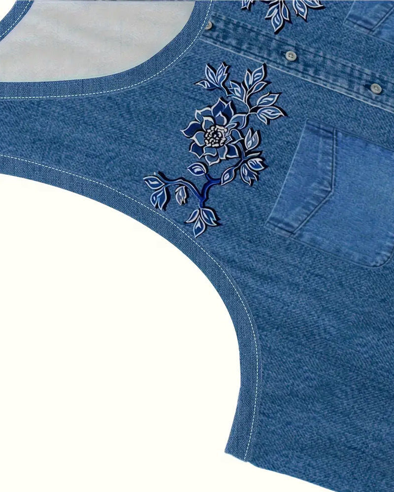 ARIEL – SLEEVELESS FLORAL BUTTON DRESS