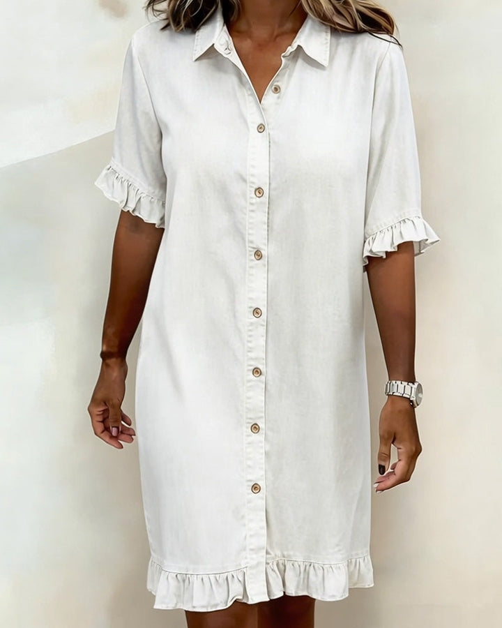 Light Blue Relaxed-Fit Washed Denim Dress
