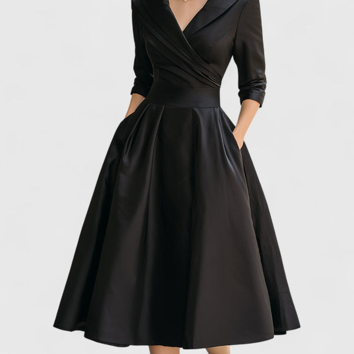 CHARLOTTE – ELEGANT V-NECK A-LINE MID-LENGTH DRESS