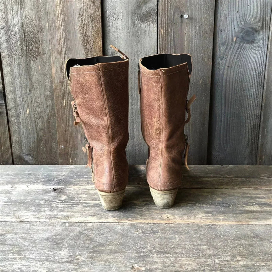 CHARLOTTE – VINTAGE LEATHER ZIP BOOTS