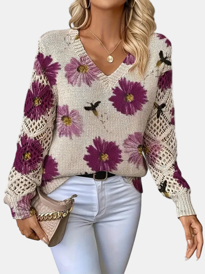 BRIANNA – BLOOMING CHIC KNIT SWEATER