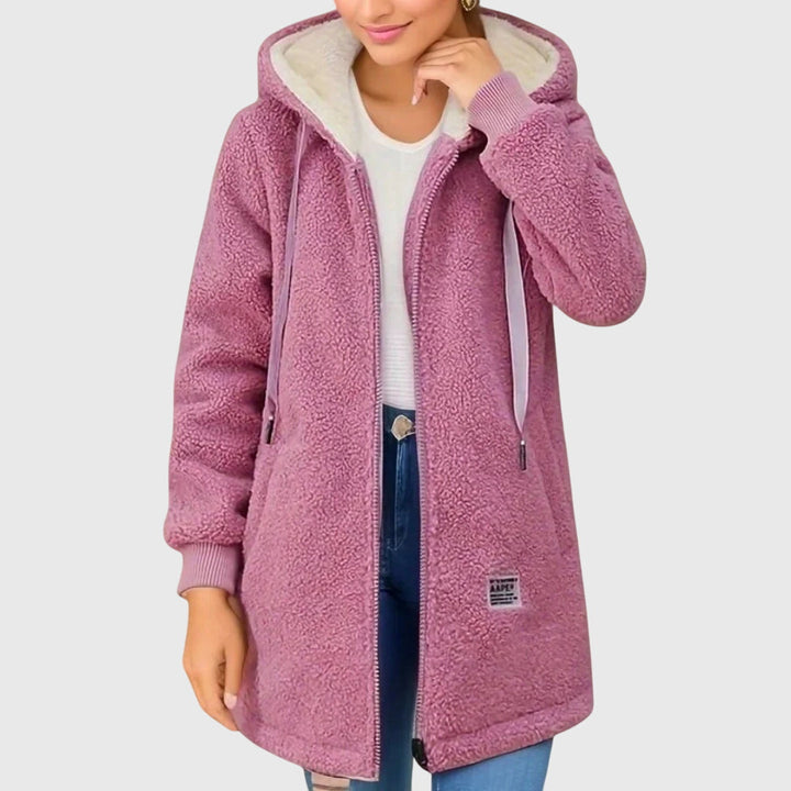 HARPER – COZY TEDDY HOODED ZIP COAT