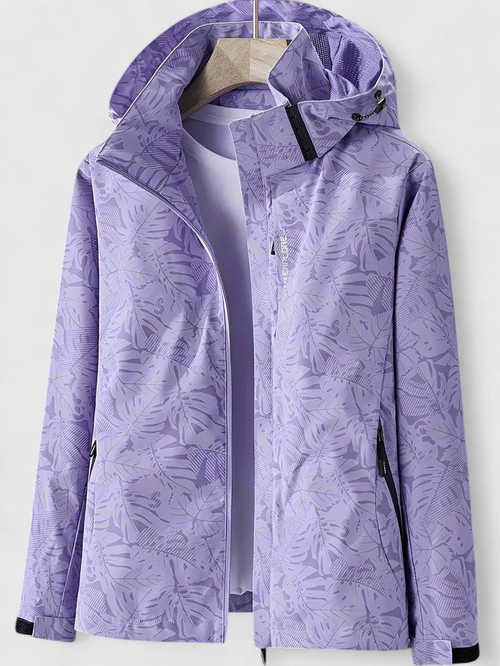 PRIM – MODERN LEAF PRINT HOODED JACKET