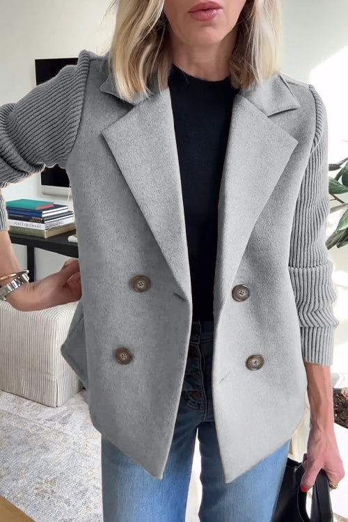 PATRICIA – DOUBLE-BREASTED KNIT SLEEVE BLAZER