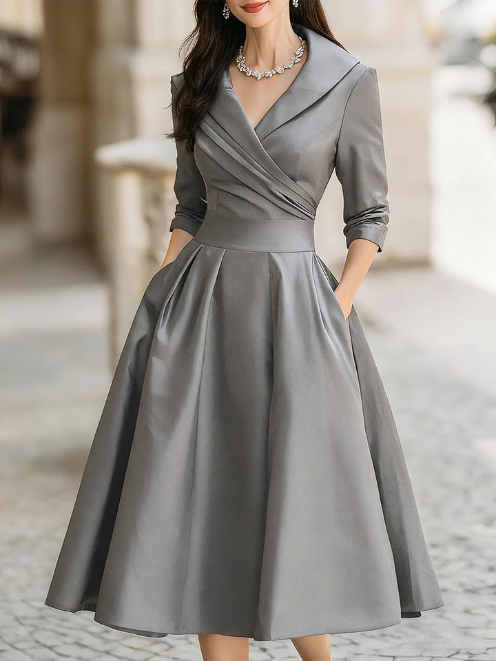 Dharmay - Elegant Long Sleeve Midi Dress