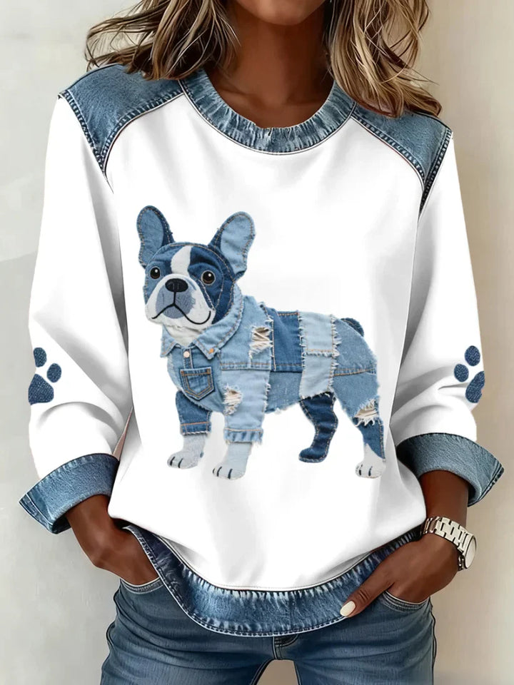 Lilah - Sweatshirt With Dachshund Print And Patchwork