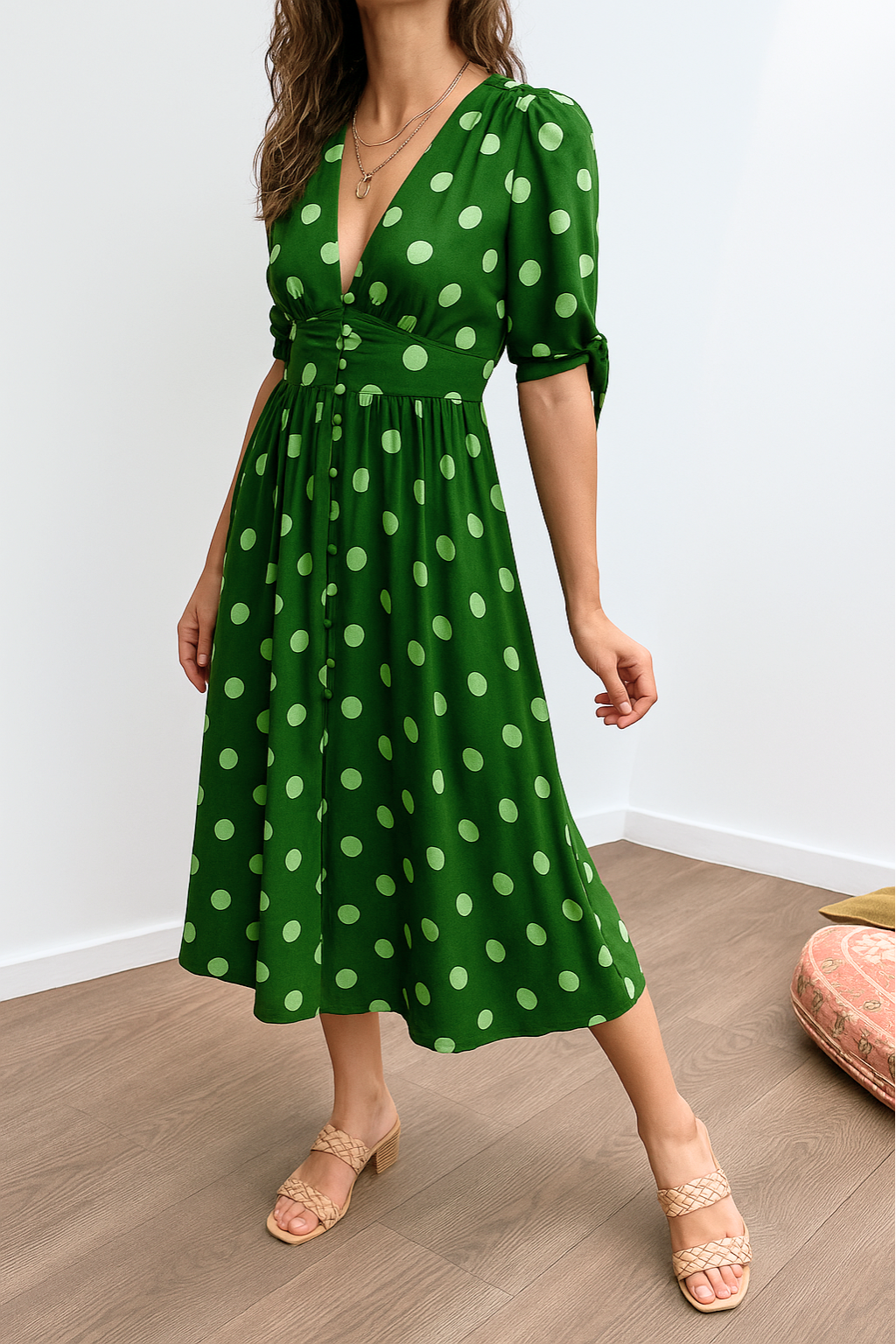 MAYA – SPOTLIGHT POLKA MIDI DRESS