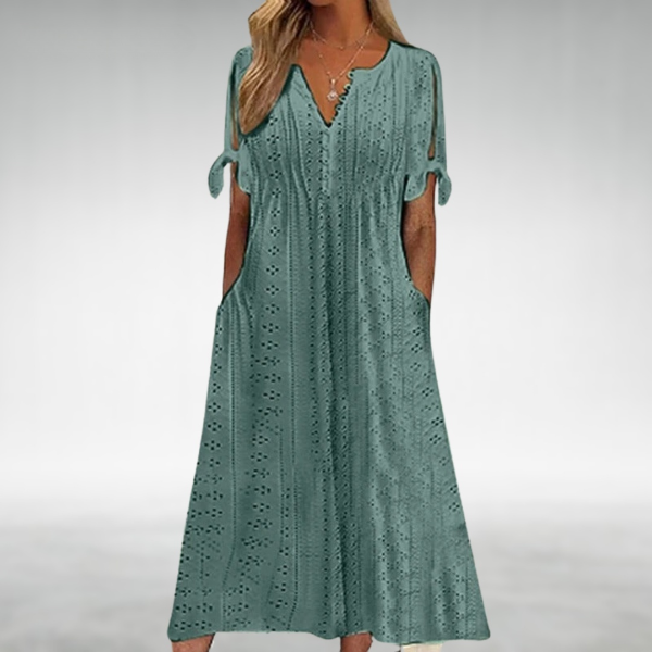 NATALIE – LIGHT BLUE EYELET SUMMER DRESS