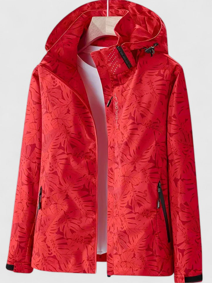 PRIM – MODERN LEAF PRINT HOODED JACKET