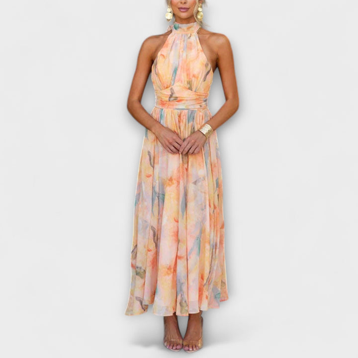 ISLA – SUNSET WHISPER HALTER DRESS