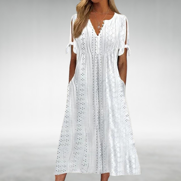 NATALIE – LIGHT BLUE EYELET SUMMER DRESS