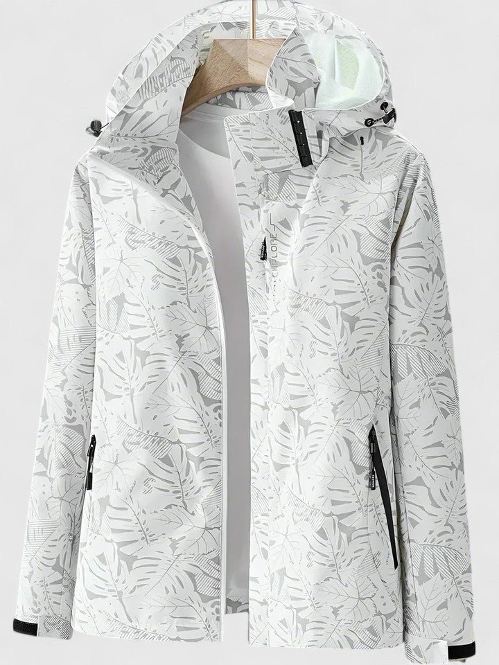 PRIM – MODERN LEAF PRINT HOODED JACKET