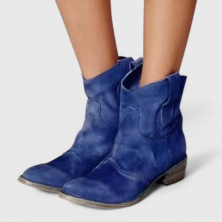 RILEY – SUEDE ANKLE COWBOY BOOTS