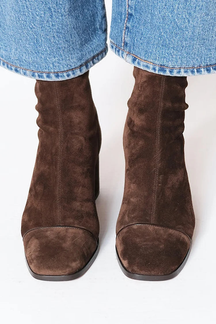 NATALIE – ELEGANT SQUARE-TOE SUEDE MID-CALF BOOTS