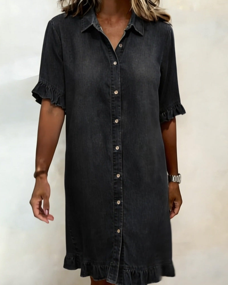 Light Blue Relaxed-Fit Washed Denim Dress