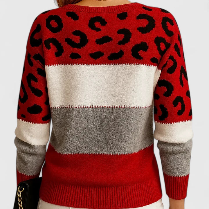 LIA – COLOR BLOCK PRINT SWEATER