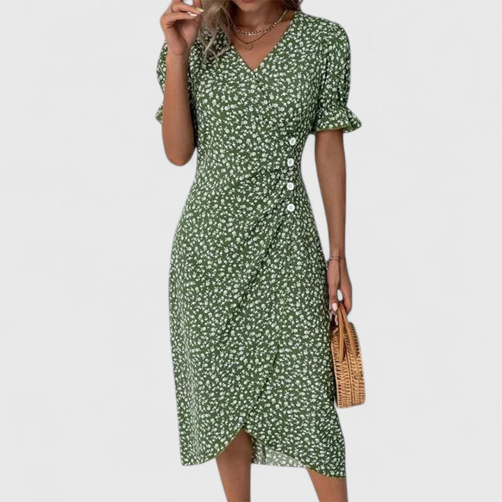 LEILA – BLOOMING CHARM WRAP DRESS