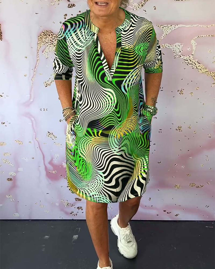 Women’s Multicolor V-Neck Midi Dress