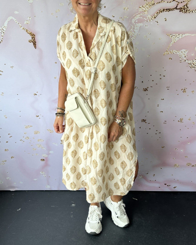 ELEANORA – LOOSE LAPEL PRINTED SHIRT DRESS