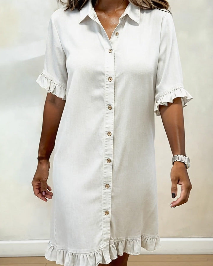 Light Blue Relaxed-Fit Washed Denim Dress