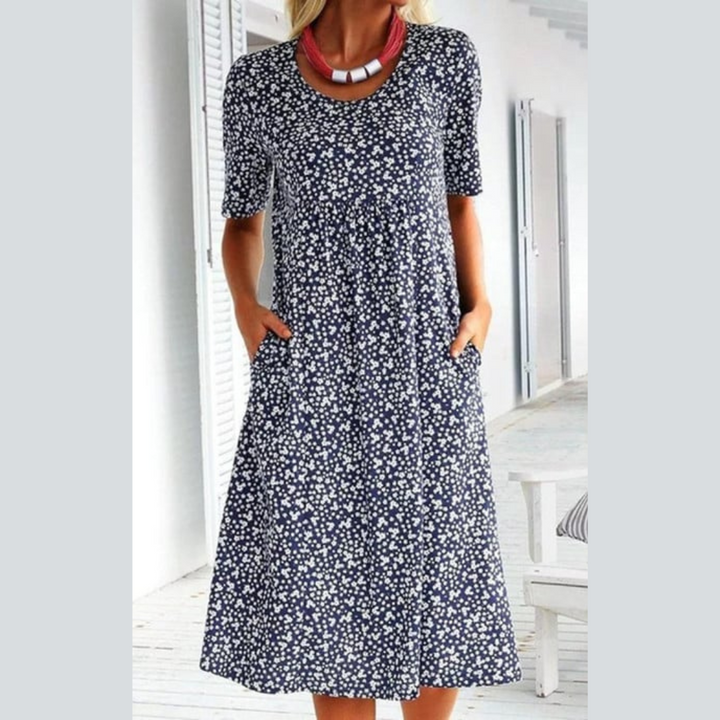 WINNY - CHIC MIDI DRESS WITH FLORAL STYLE