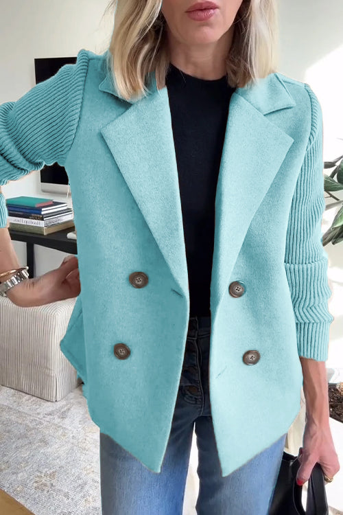 PATRICIA – DOUBLE-BREASTED KNIT SLEEVE BLAZER
