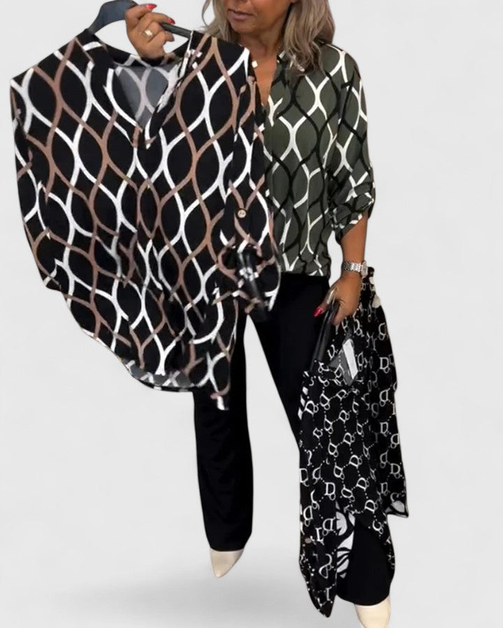 AUTUMN – GEOMETRIC PRINT BLOUSE
