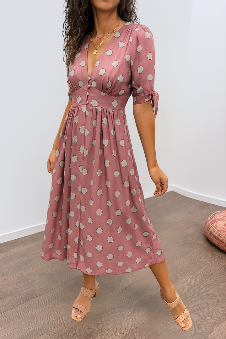 MAYA – SPOTLIGHT POLKA MIDI DRESS
