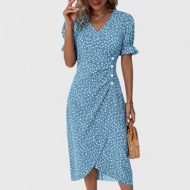 LEILA – BLOOMING CHARM WRAP DRESS