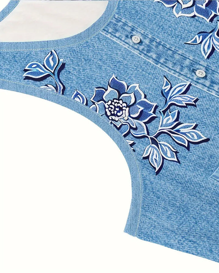 ARIEL – SLEEVELESS FLORAL BUTTON DRESS