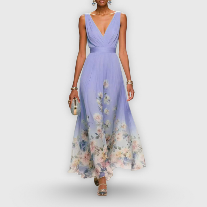 CELESTE – BLOOMING V-NECK MAXI DRESS