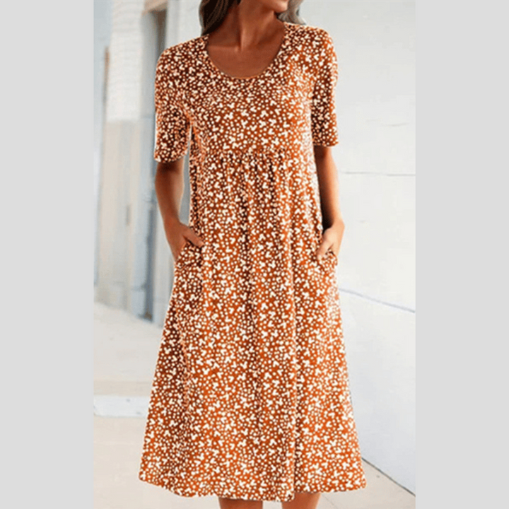 WINNY - CHIC MIDI DRESS WITH FLORAL STYLE