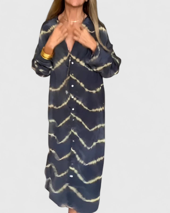 PAISLEY – TIE-DYE DRAPE SHIRT DRESS