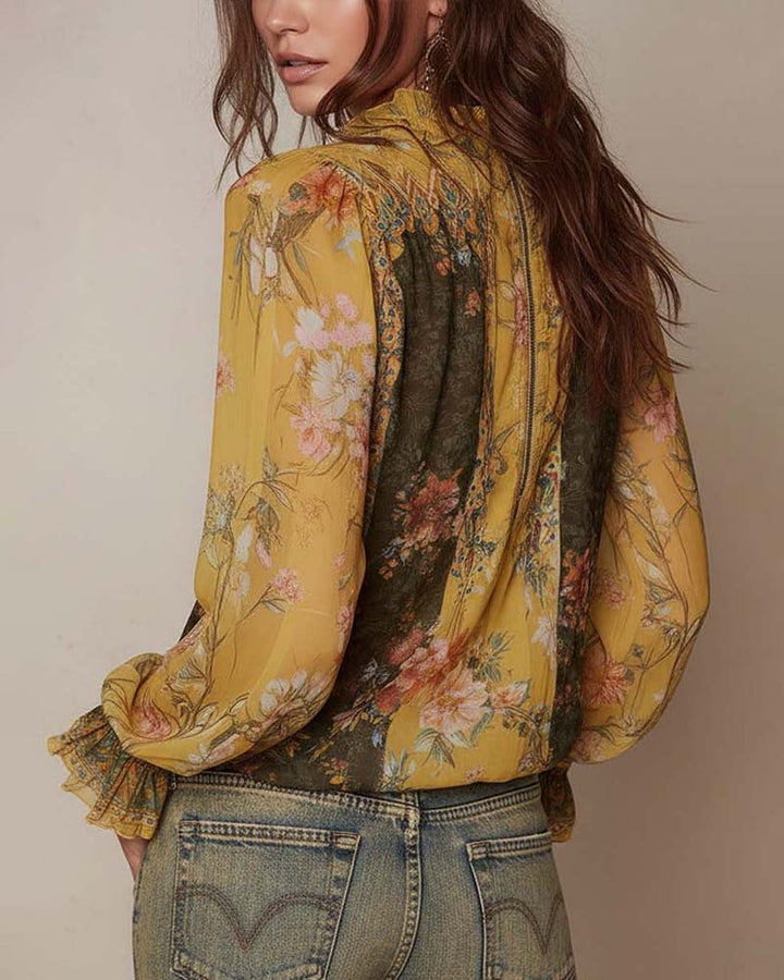 LILLIAN – ROMANTIC FLORAL ZIP BLOUSE