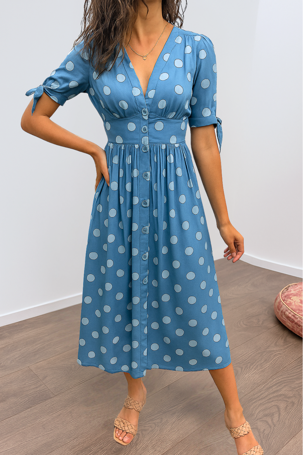 MAYA – SPOTLIGHT POLKA MIDI DRESS