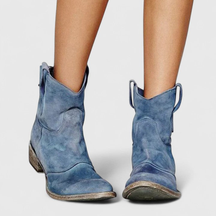 RILEY – SUEDE ANKLE COWBOY BOOTS