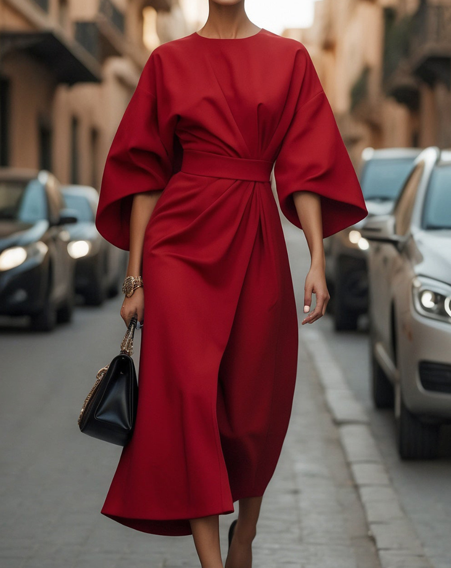 CINDY – DRAMATIC SLEEVE MIDI DRESS