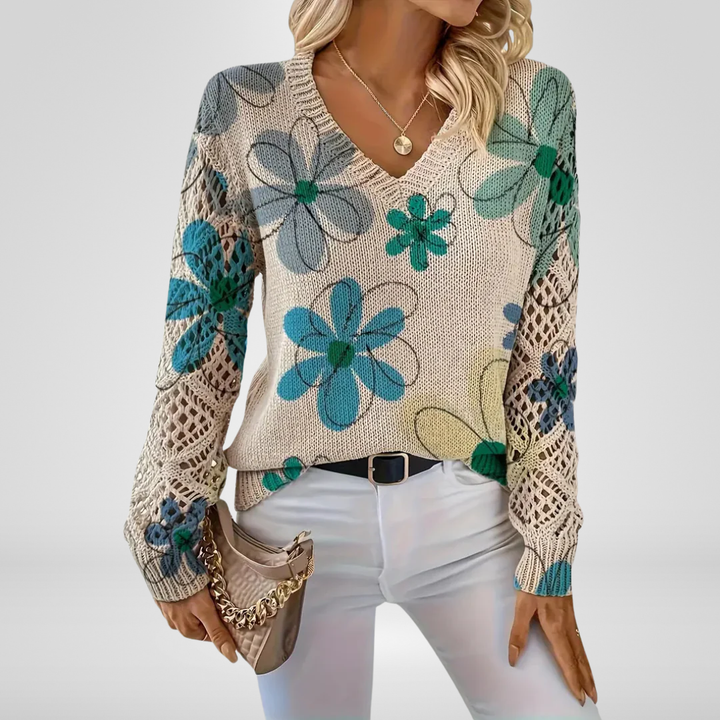 AVA – BLOOMING V-NECK KNIT SWEATER