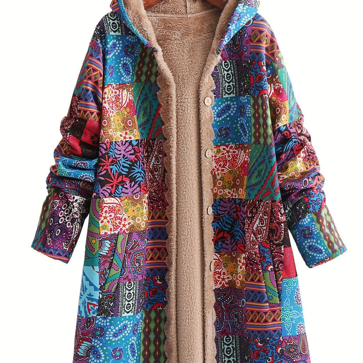 LENA – PATCHWORK SHERPA-LINED HOODED COAT