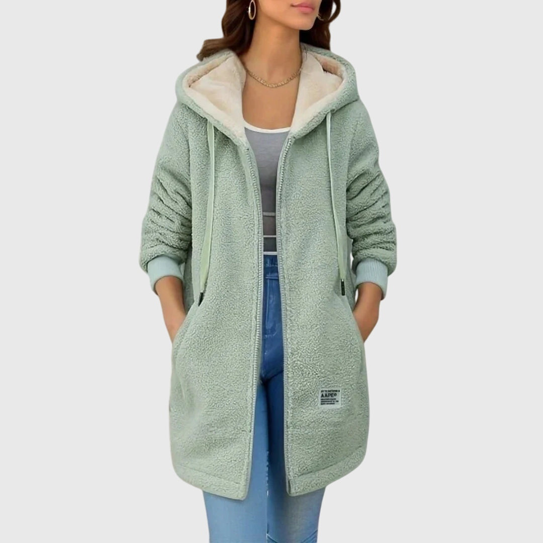 HARPER – COZY TEDDY HOODED ZIP COAT