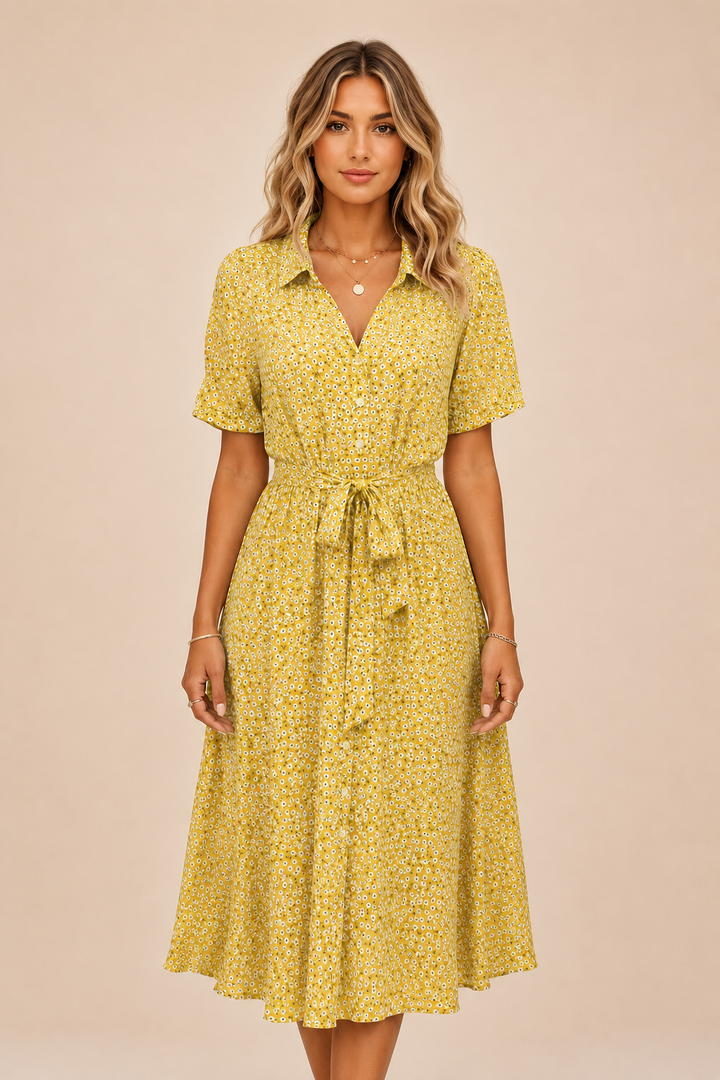 Midi Dress - Lightweight Fit, Short Sleeves