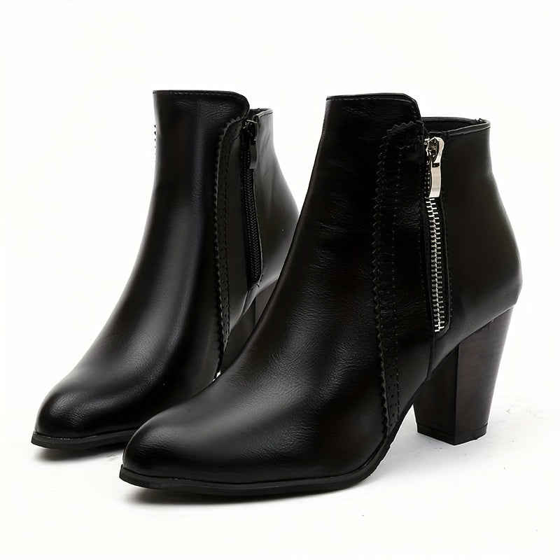 MIRELLA – CHIC BLOCK-HEEL ZIP ANKLE BOOTS