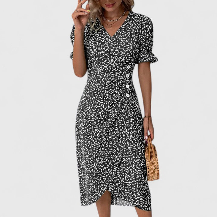 LEILA – BLOOMING CHARM WRAP DRESS