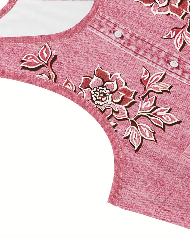 ARIEL – SLEEVELESS FLORAL BUTTON DRESS