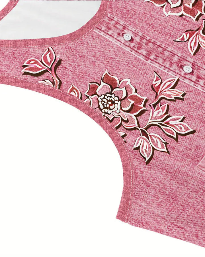 ARIEL – SLEEVELESS FLORAL BUTTON DRESS