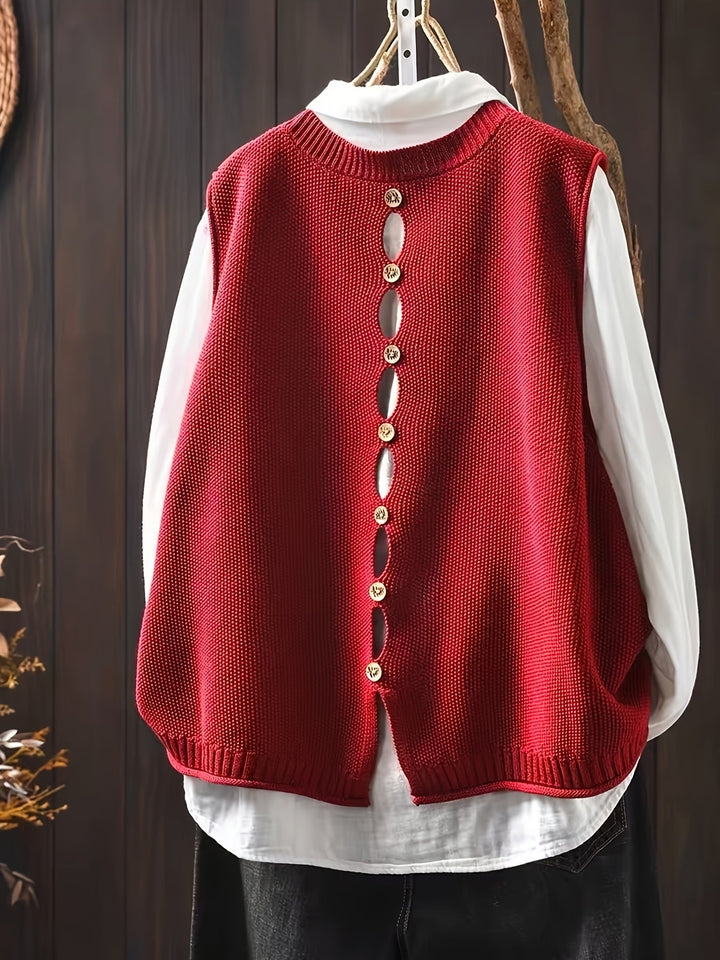 JANE – BACK BUTTON KNIT VEST