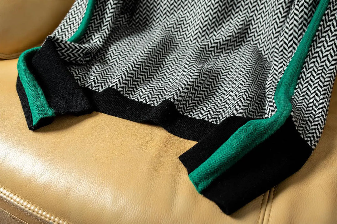 JANELLE – HERRINGBONE HIGH-NECK SWEATER